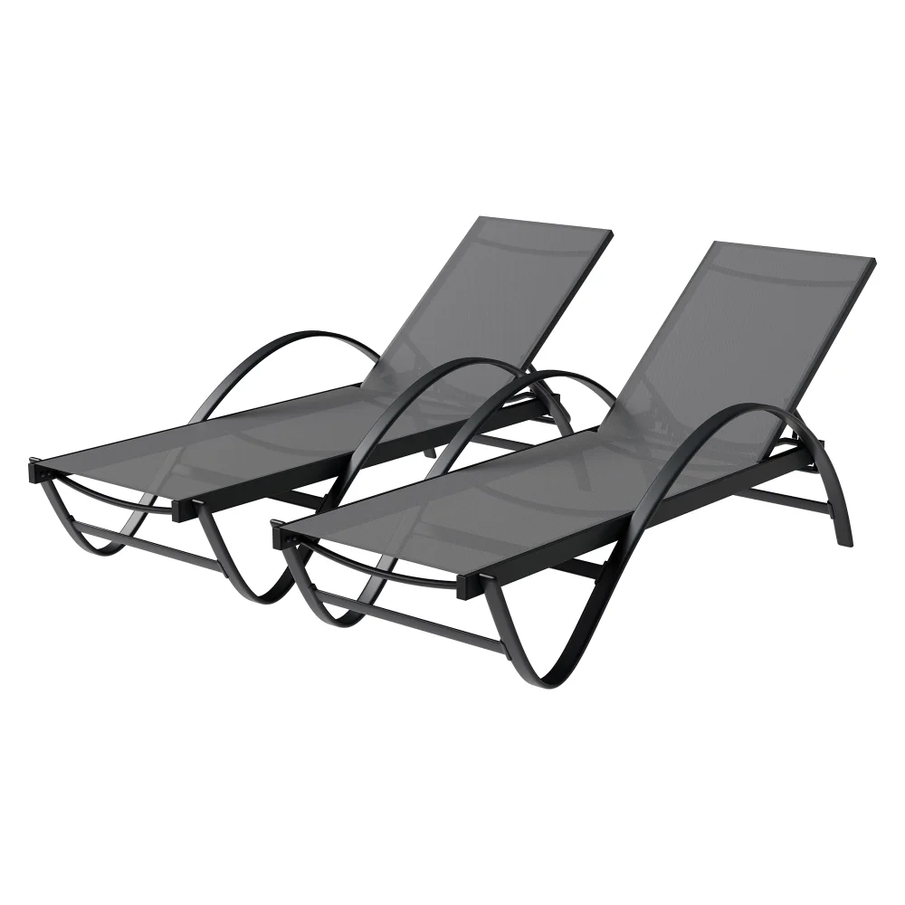 Chaise Lounges, Grey, set of 2