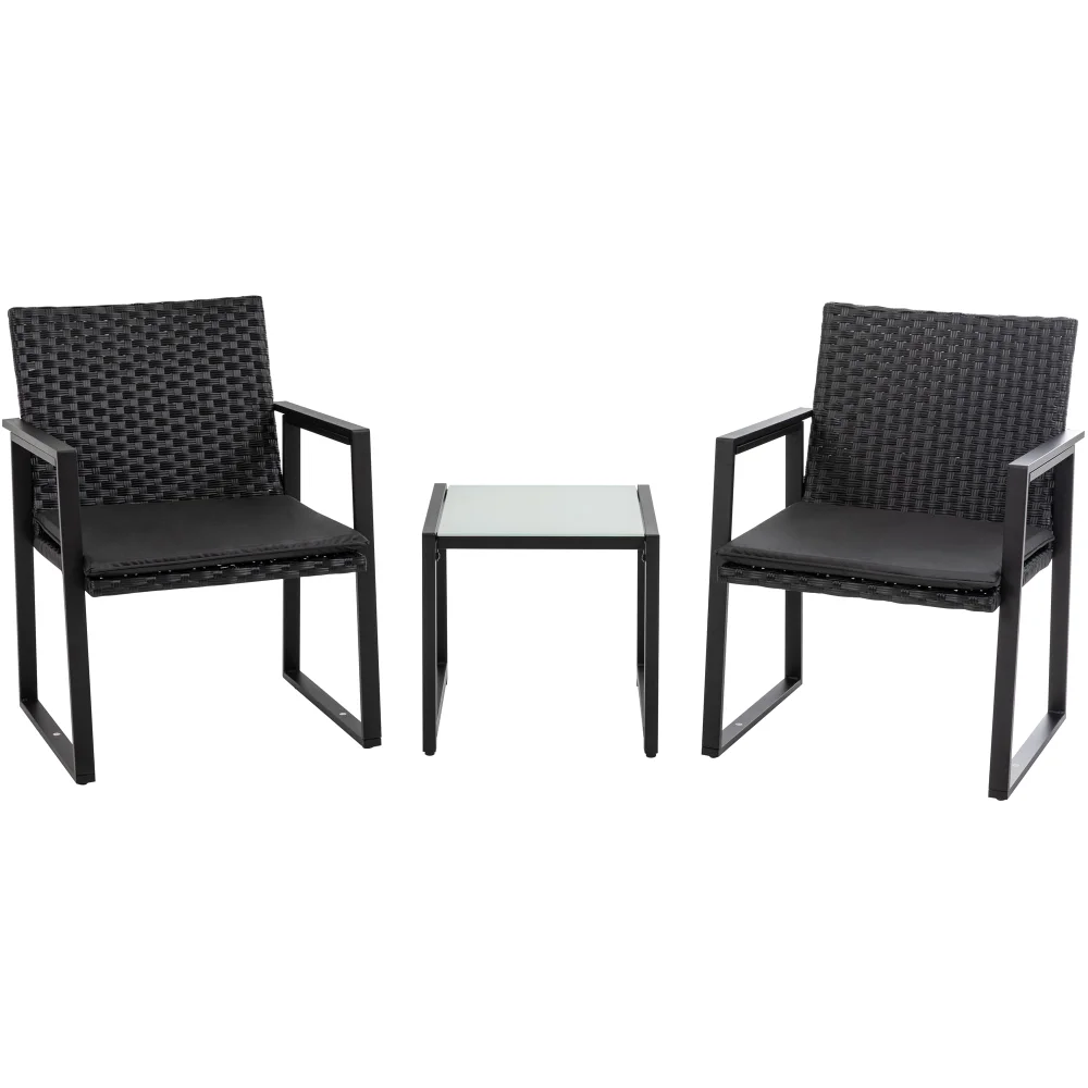 Bistro Sets, seats 3, Wicker, Black