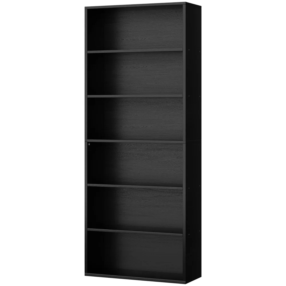 Bookshelves, 70.6", 6 tiers, Black