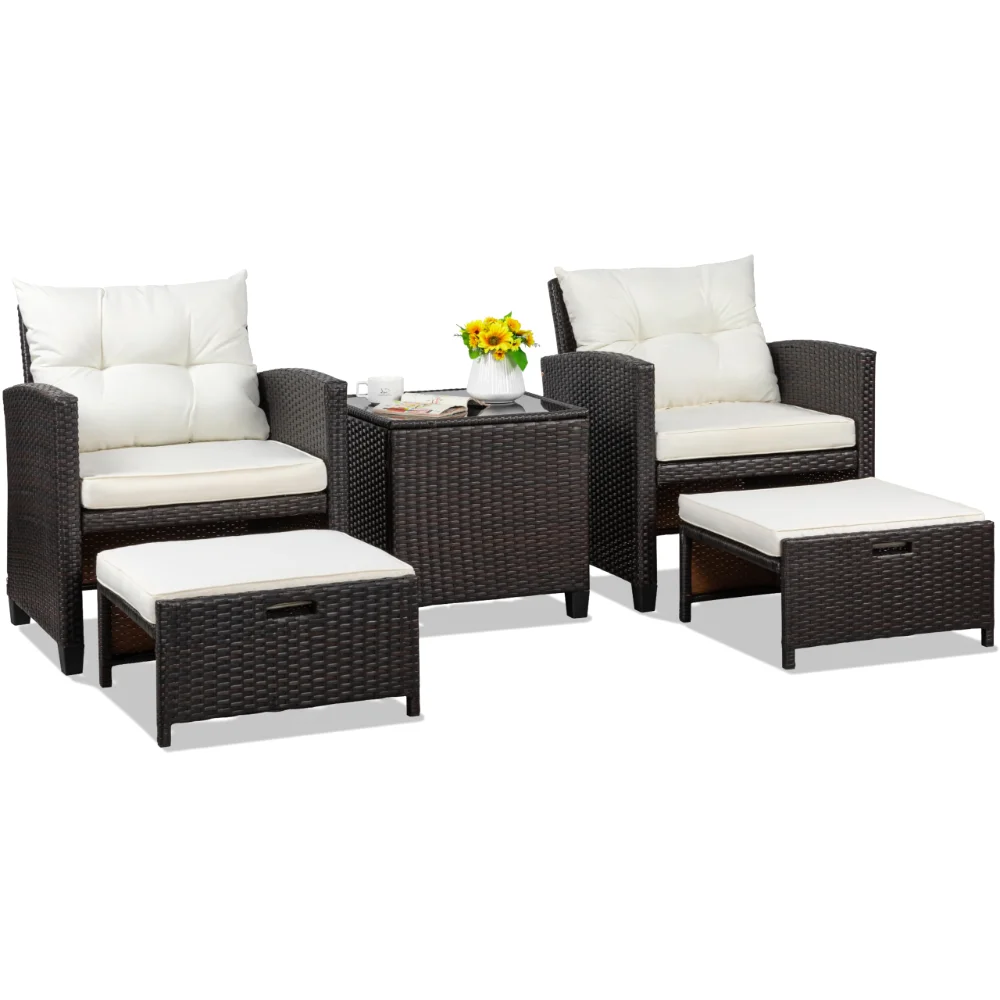 Conversation Sets, seats 5, Wicker, Beige