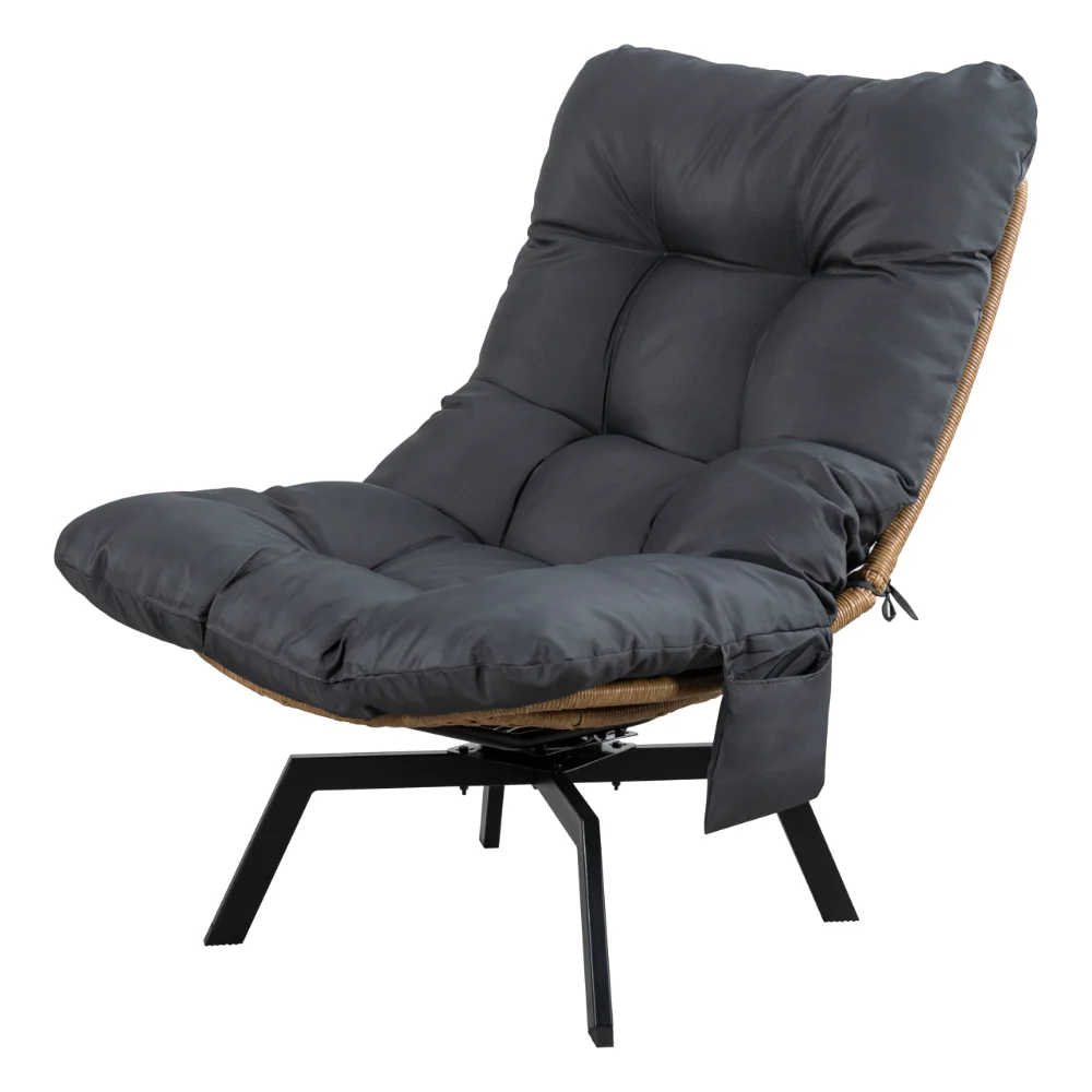 Swivel Chairs, Wicker, Grey, with cushions