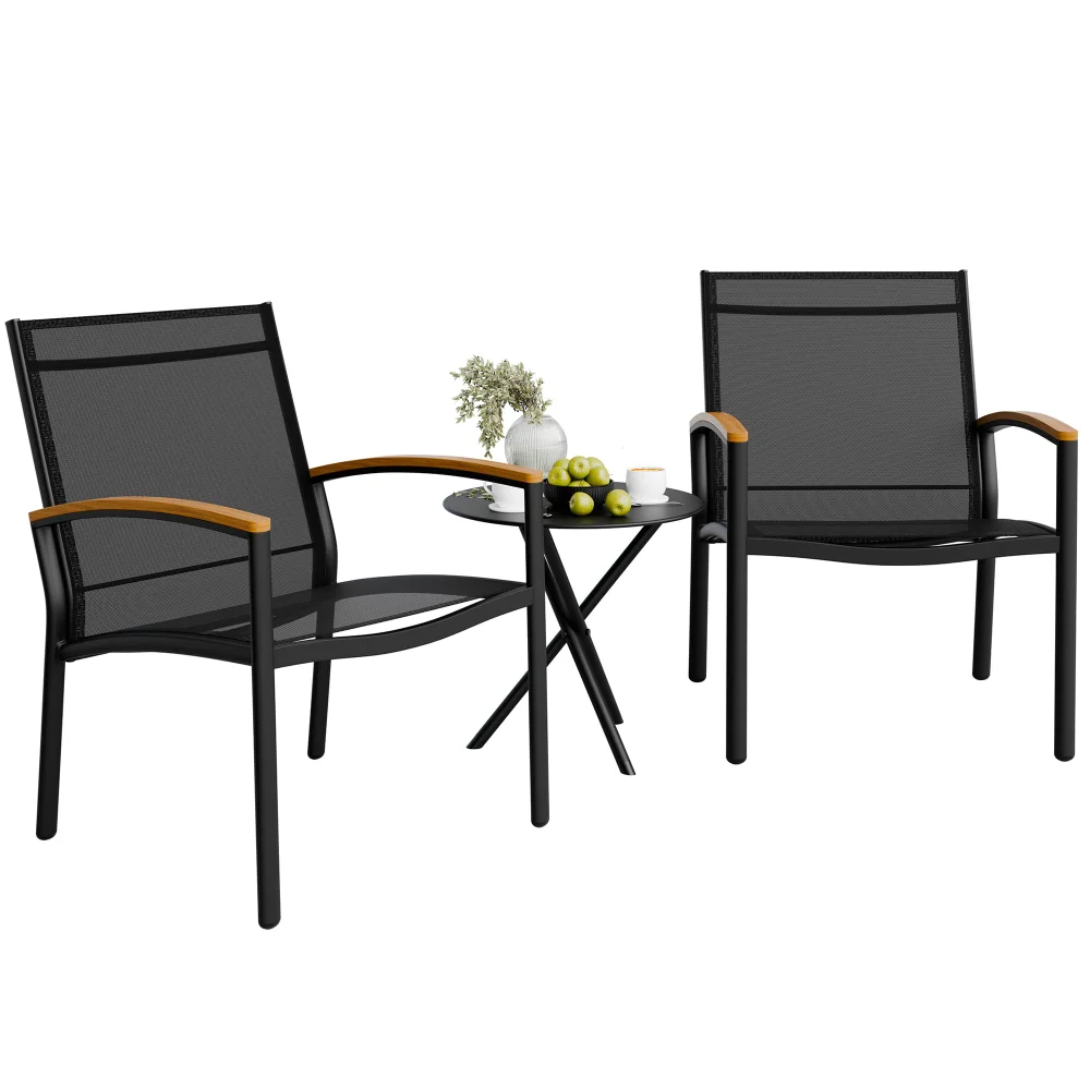 Bistro Sets, seats 3, Textilene, Black