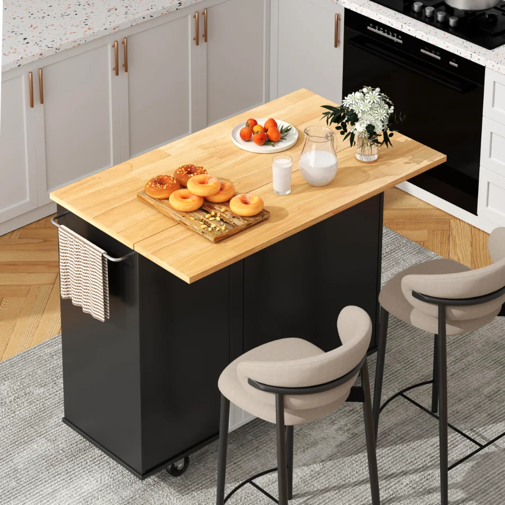 Kitchen Islands, Black, drop leaf