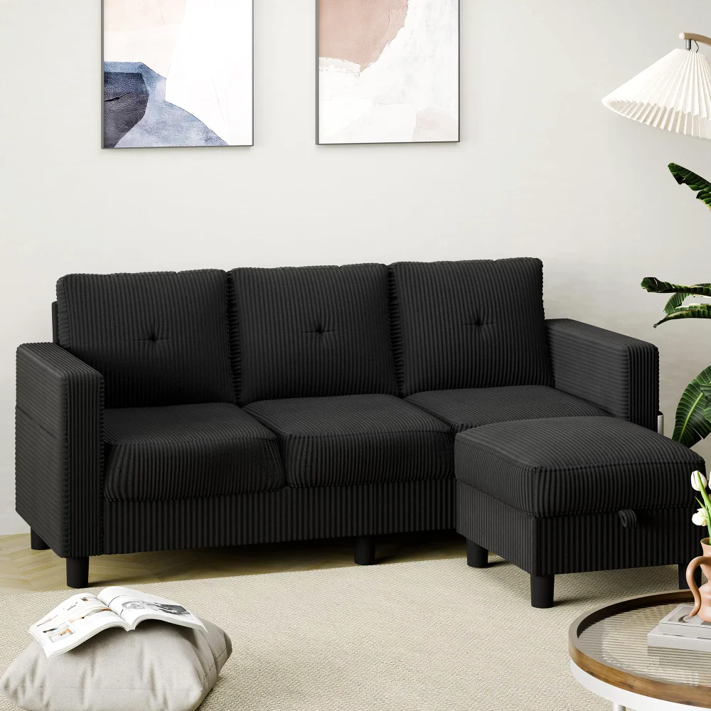 Patio Sectionals, Black, reversible chaise