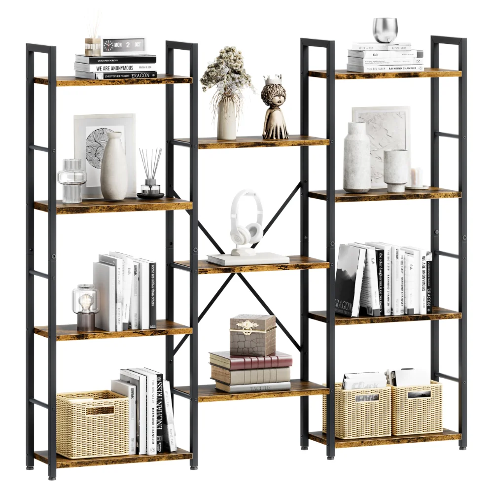 Bookshelves, 4 tiers, Rustic Brown